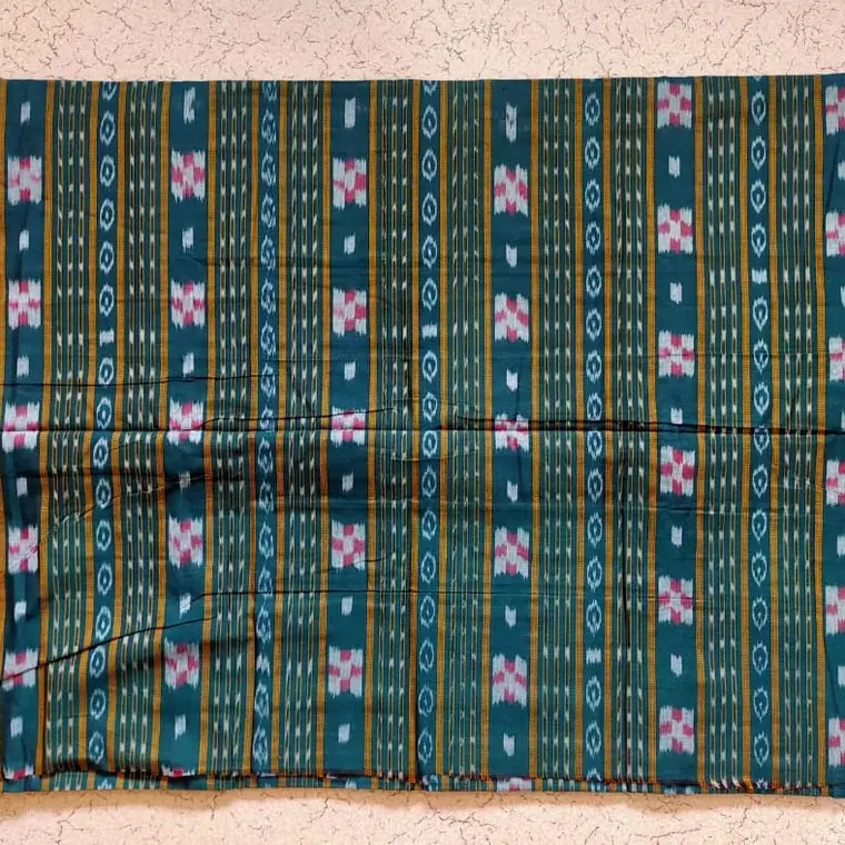 Sambalpuri gamcha, green and black ikat